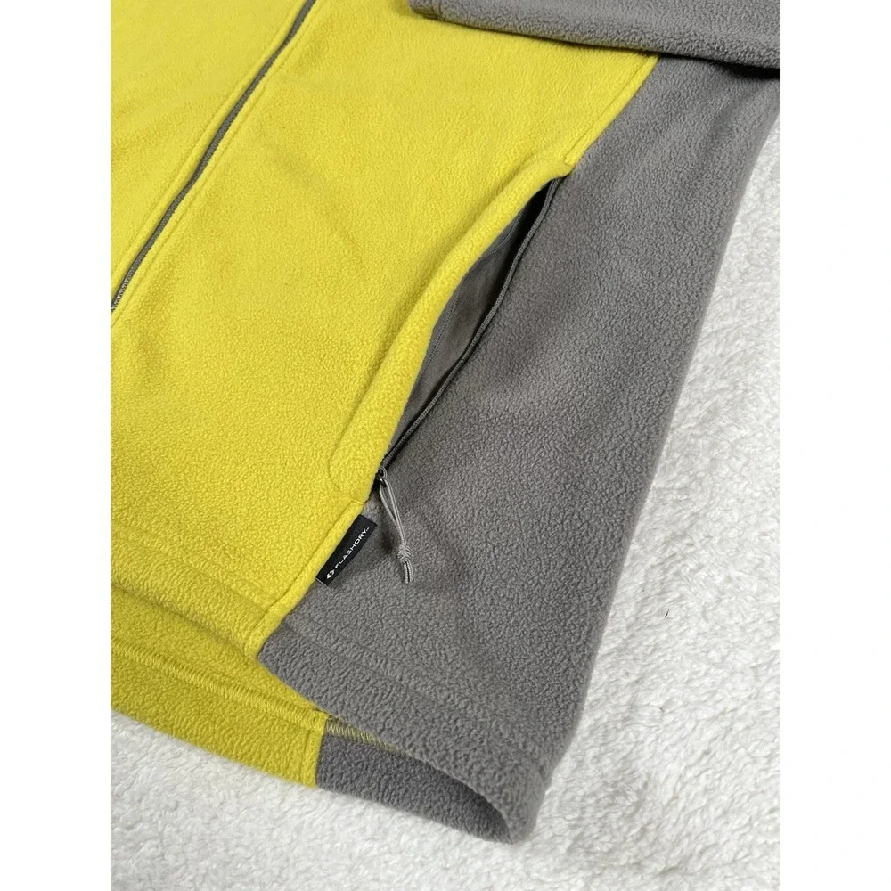 The North Face Flash Dry Gray Yellow Color Block Full Zip Fleece Jacket Men's Lg